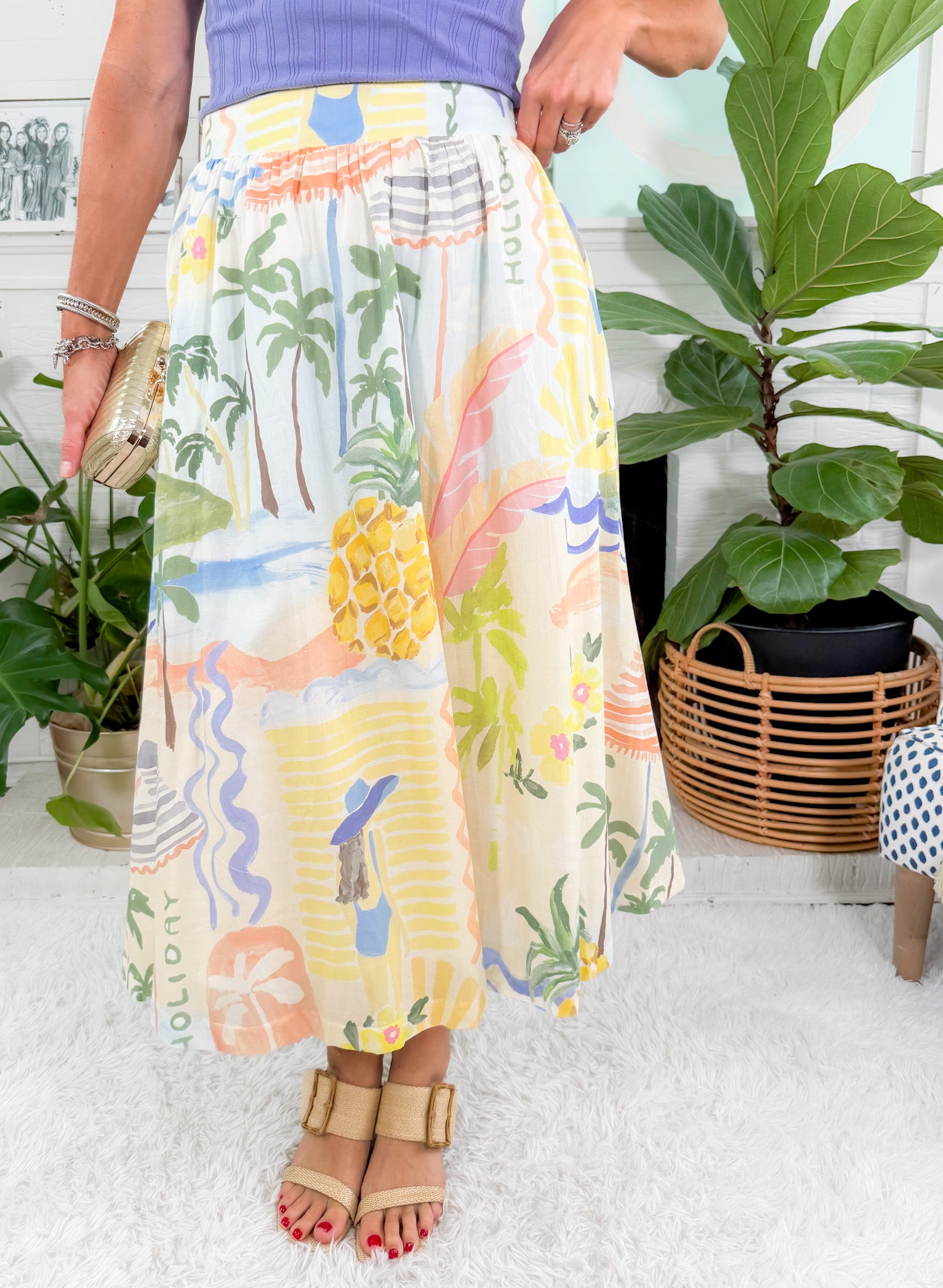 Erica Citrus Splash Midi Skirt Prosperina