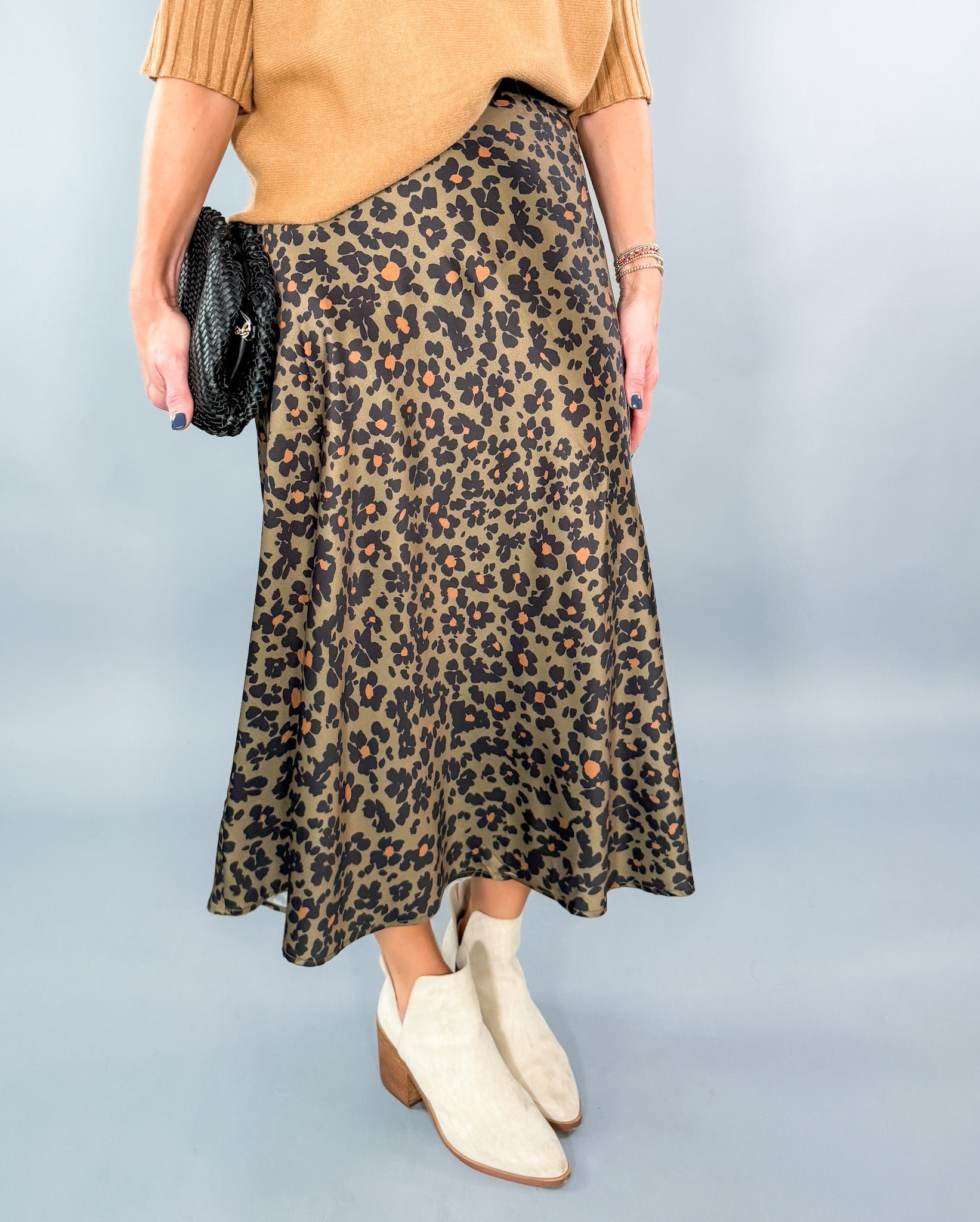 Erin Olive Satin Skirt Molly Bracken