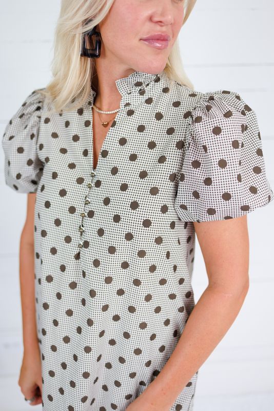Estella Espresso Dot Maxi Dress Entro