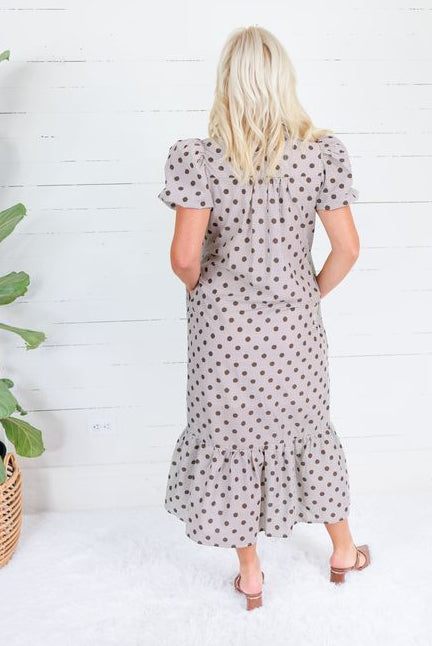 Estella Espresso Dot Maxi Dress Entro