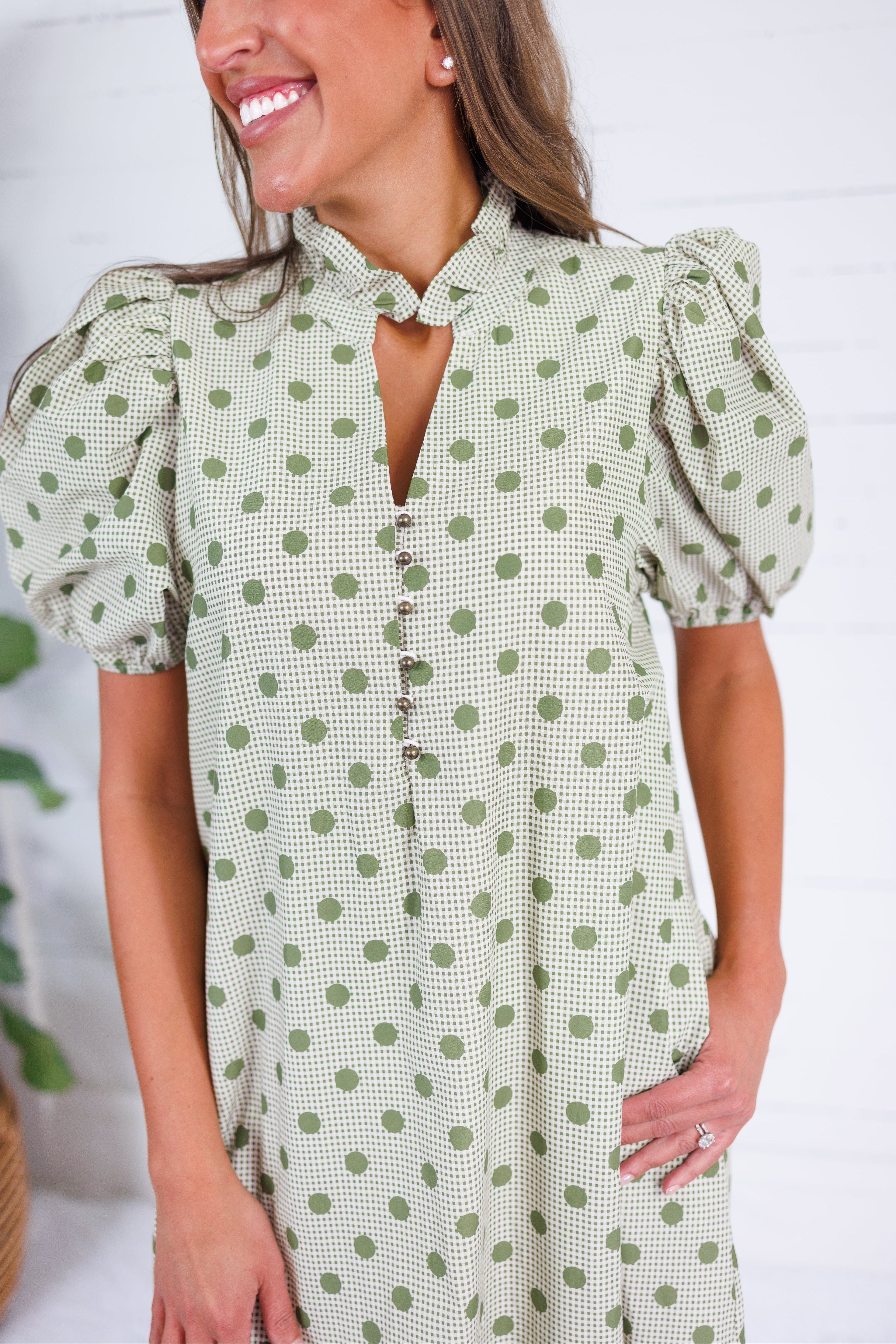 Estella Olive Dot Maxi Dress Entro