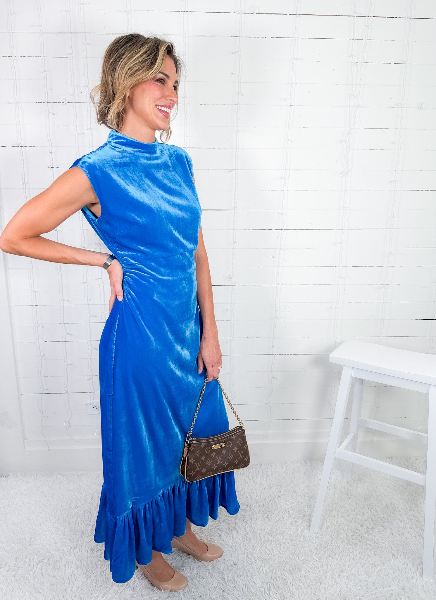 Estelle Sapphire Velvet Maxi Dress Alden Adair