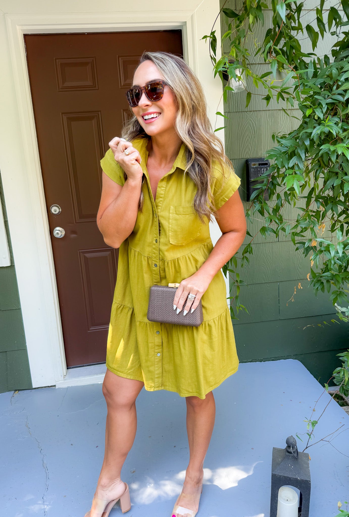Estrella Chartreuse Green Mini Dress KUT