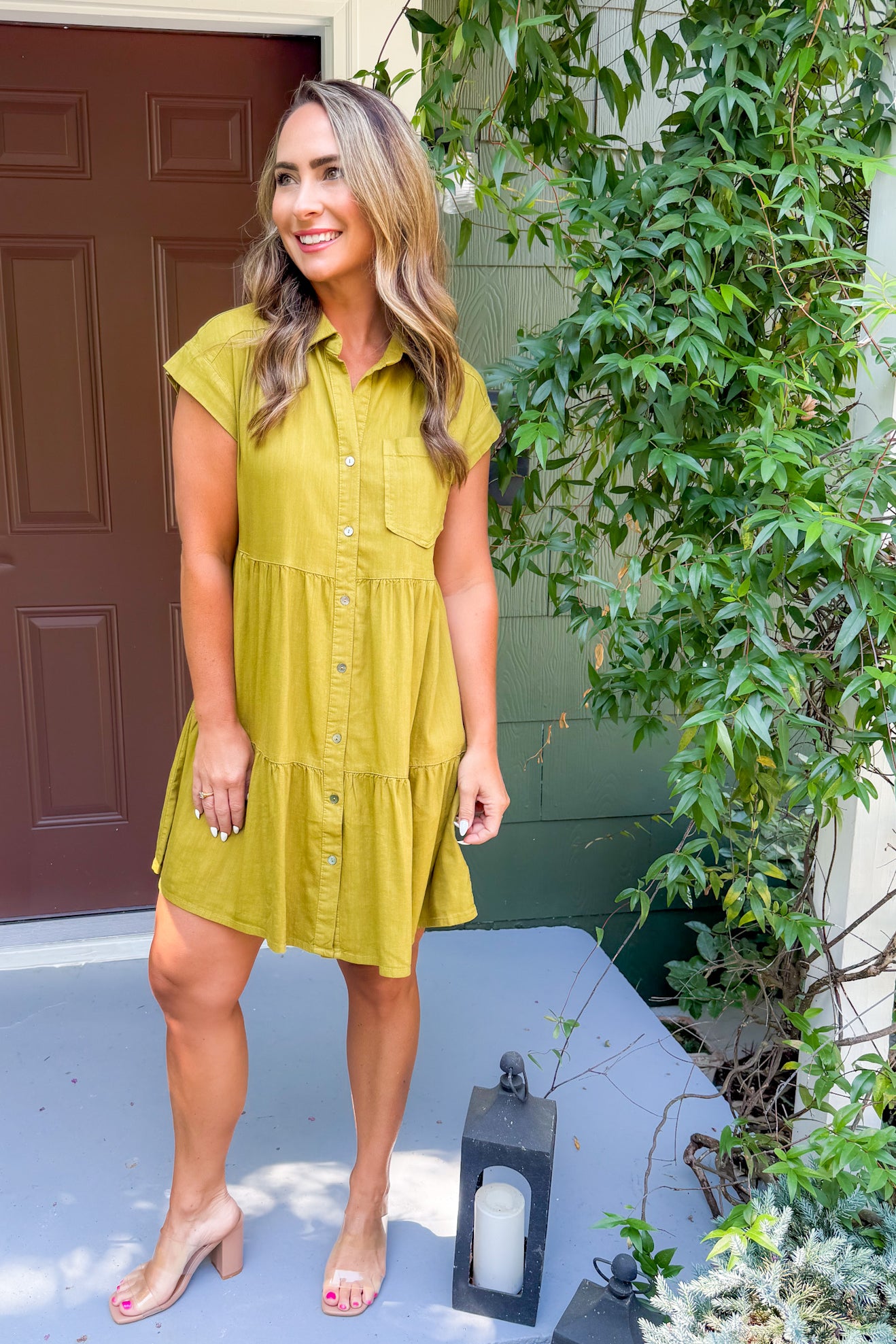 Estrella Chartreuse Green Mini Dress KUT
