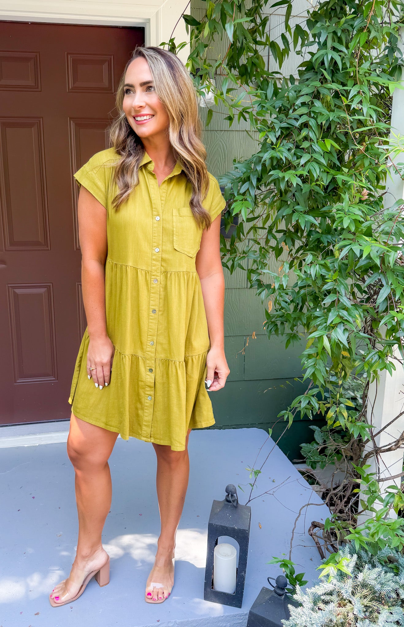 Estrella Chartreuse Green Mini Dress KUT