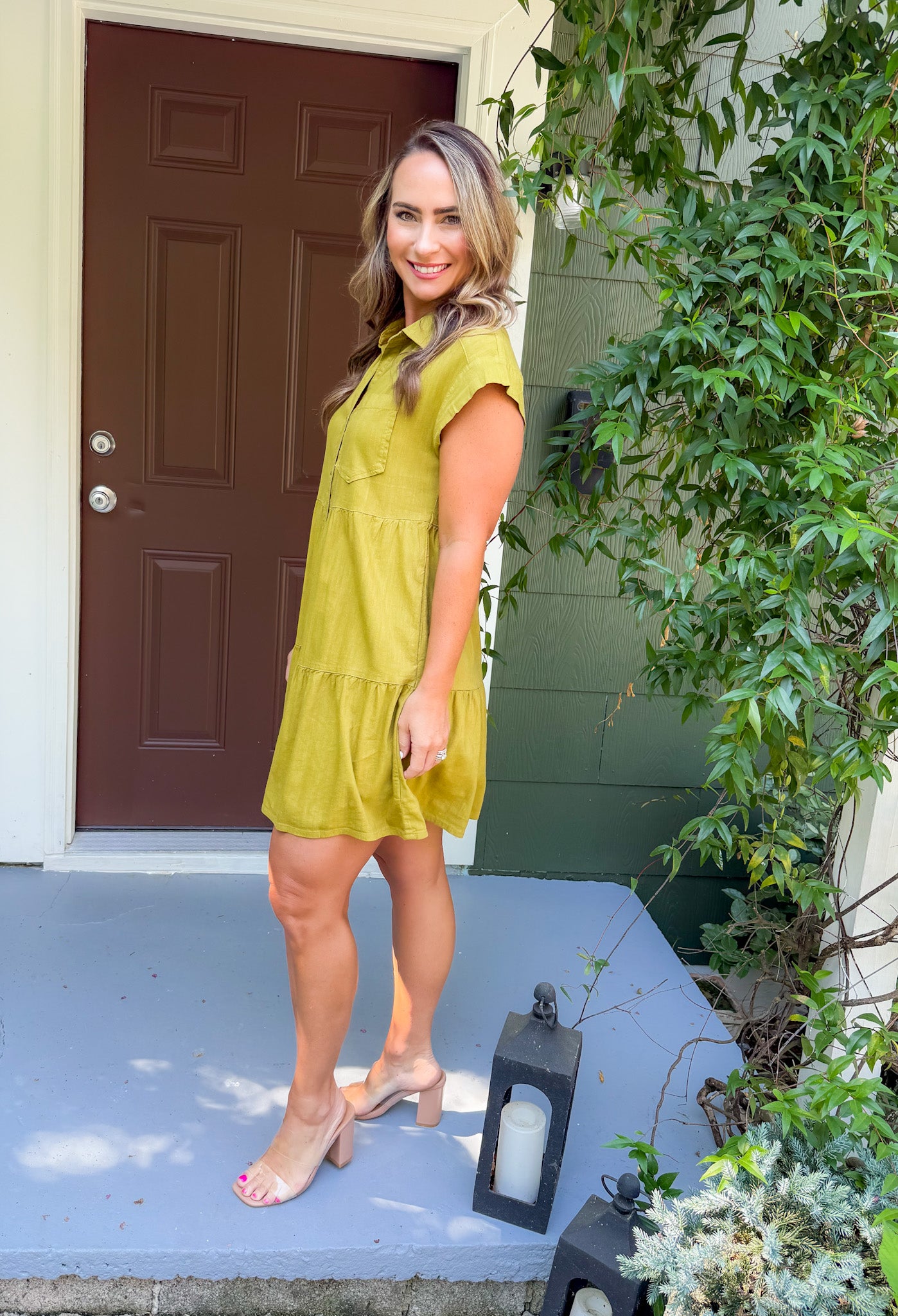 Estrella Chartreuse Green Mini Dress KUT
