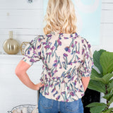 Etta Ecru Floral Peplum Top Entro