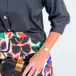 Eugene Black Tucked Sleeve Top Pinch