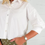 Eugene White Tucked Sleeve Top Pinch
