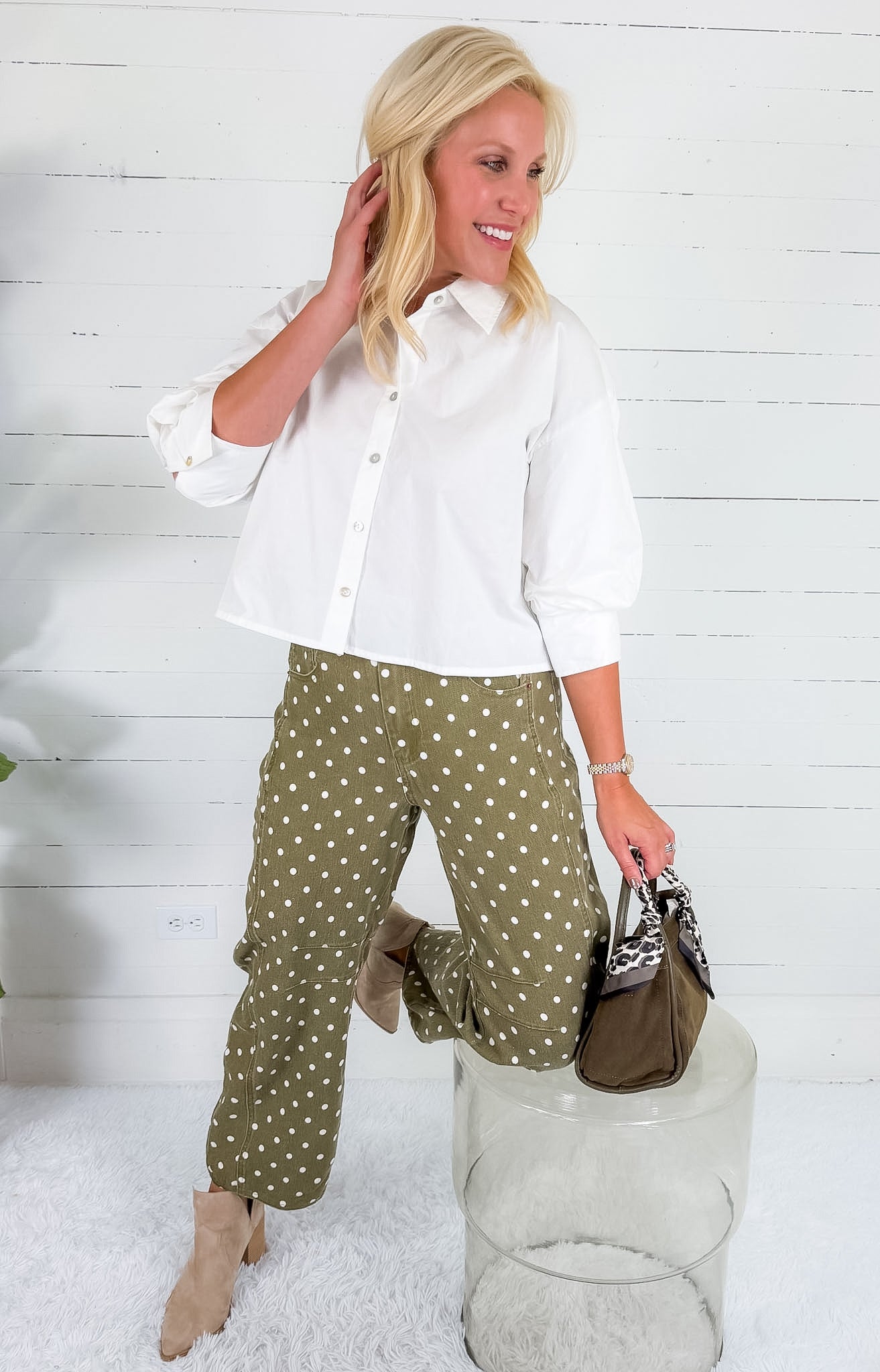 Eugene White Tucked Sleeve Top Pinch