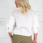 Eugene White Tucked Sleeve Top Pinch