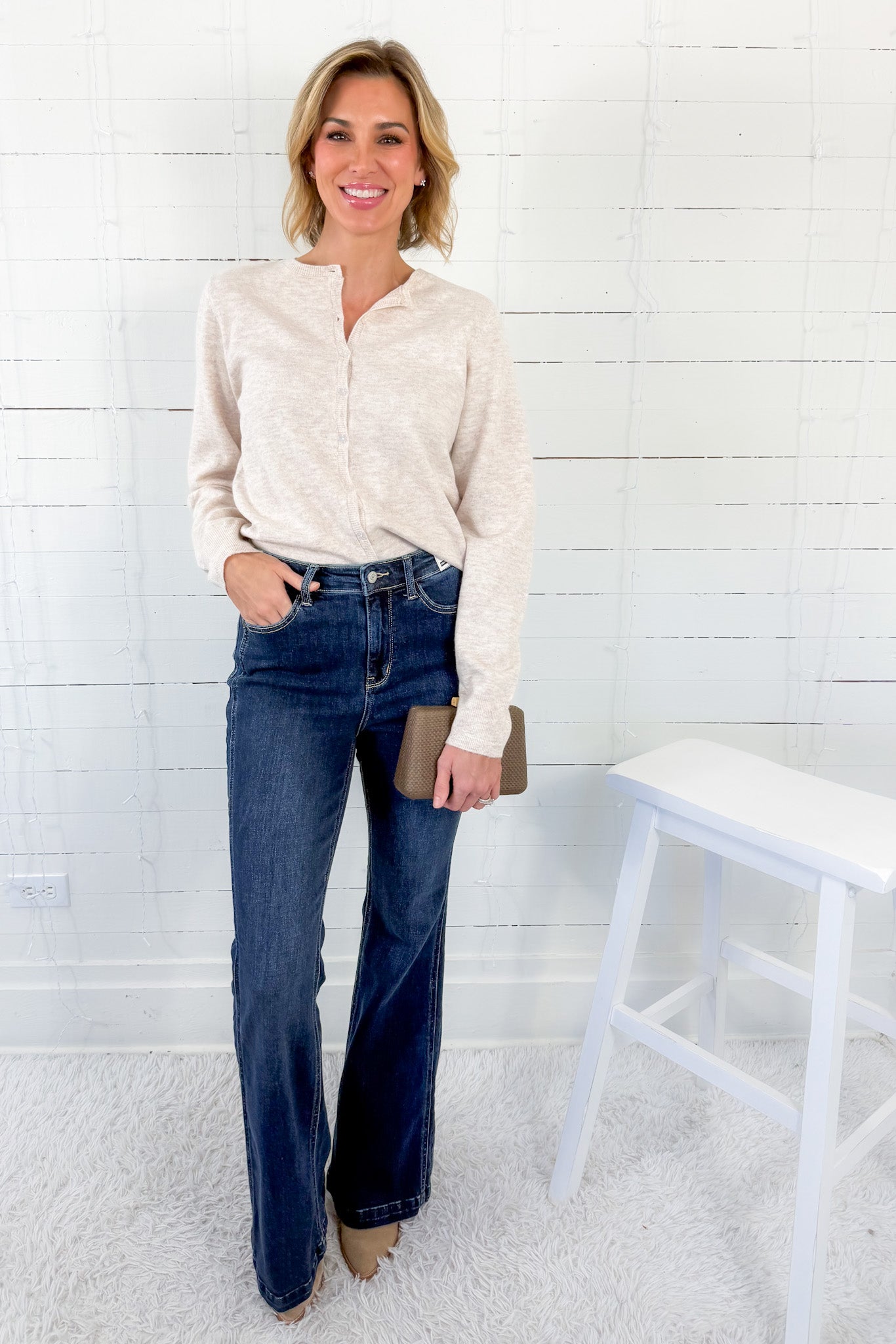 Evans Heather Oat Flower Button Cardigan Things Between