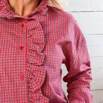 Evelyn Red + Blue Plaid Ruffle Top Compania Fantastica