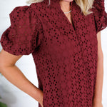 Evelyn Burgundy Eyelet Maxi Dress Entro