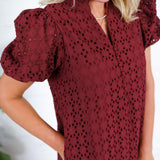 Evelyn Burgundy Eyelet Maxi Dress Entro