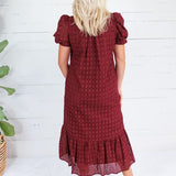 Evelyn Burgundy Eyelet Maxi Dress Entro
