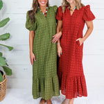 Evelyn Martini Olive Eyelet Maxi Dress Entro