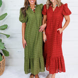 Evelyn Martini Olive Eyelet Maxi Dress Entro