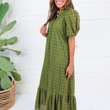 Evelyn Martini Olive Eyelet Maxi Dress Entro