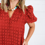 Evelyn Rust Eyelet Maxi Dress Entro