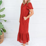 Evelyn Rust Eyelet Maxi Dress Entro