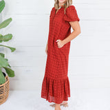 Evelyn Rust Eyelet Maxi Dress Entro