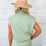 Everetts Pistachio Cream Modal Quarter Zip Top Rae Mode