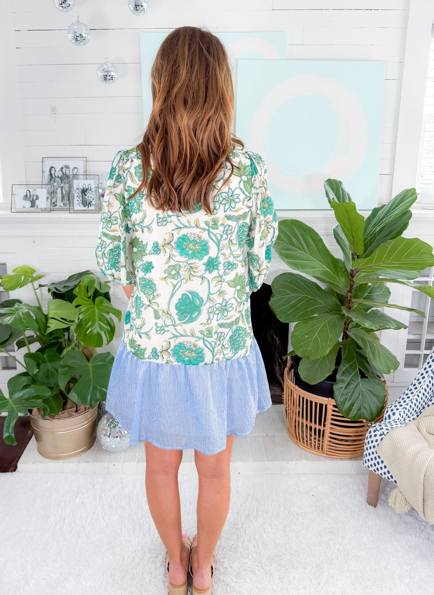 Everly Blue + Green Mini Dress THML