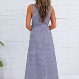 Ever to Conquer Navy Gingham Maxi Dress Entro