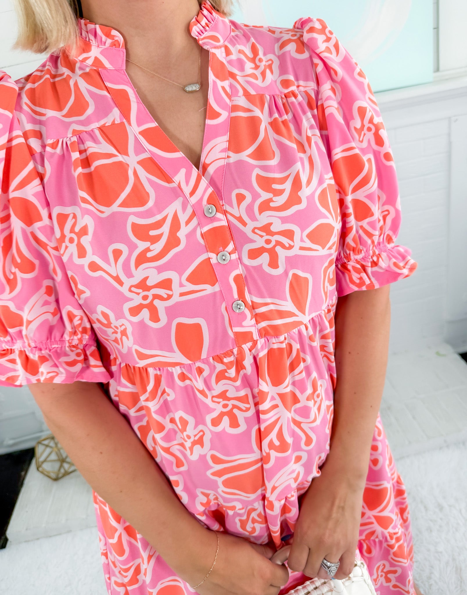 Evie Coral Blossom Breeze Dress Mary Square