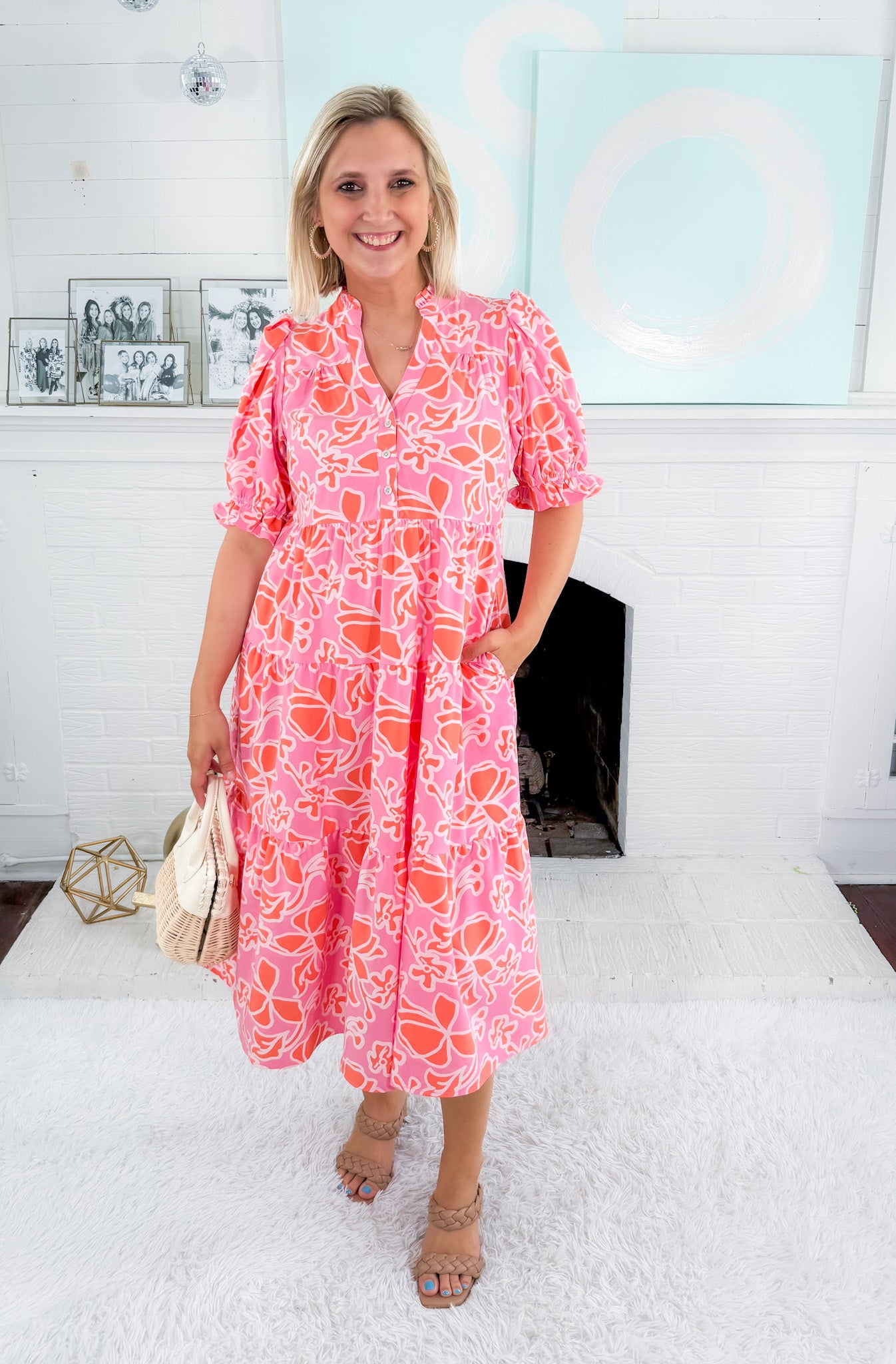 Evie Coral Blossom Breeze Dress Mary Square