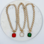 Faceted Stone Toggle Clasp Necklace