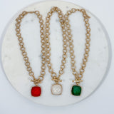 Faceted Stone Toggle Clasp Necklace