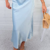 Fairley Baby Blue Satin Slip Skirt TCEC