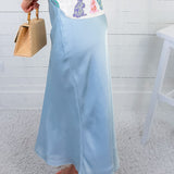Fairley Baby Blue Satin Slip Skirt TCEC