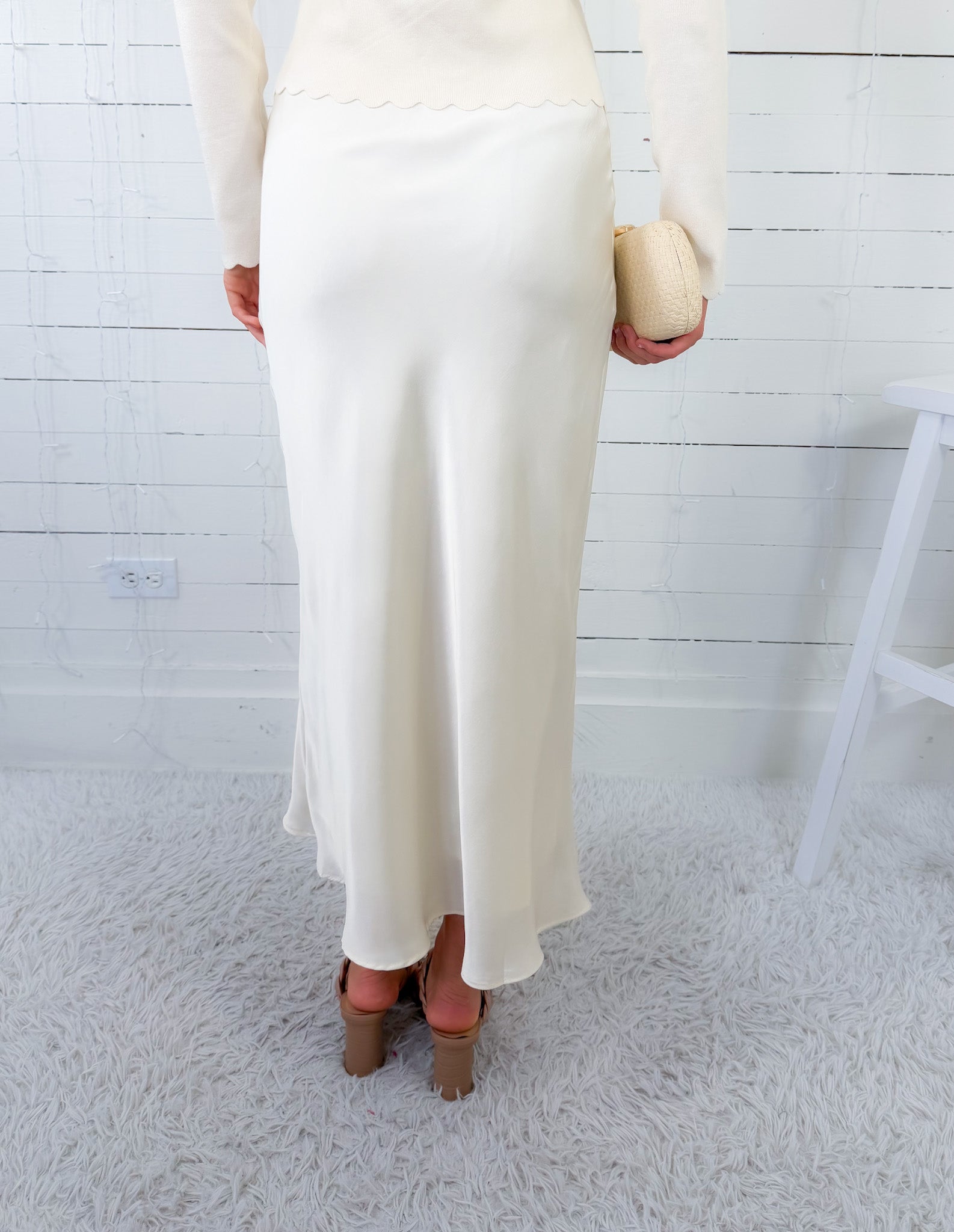 Fairley Cream Satin Slip Skirt TCEC