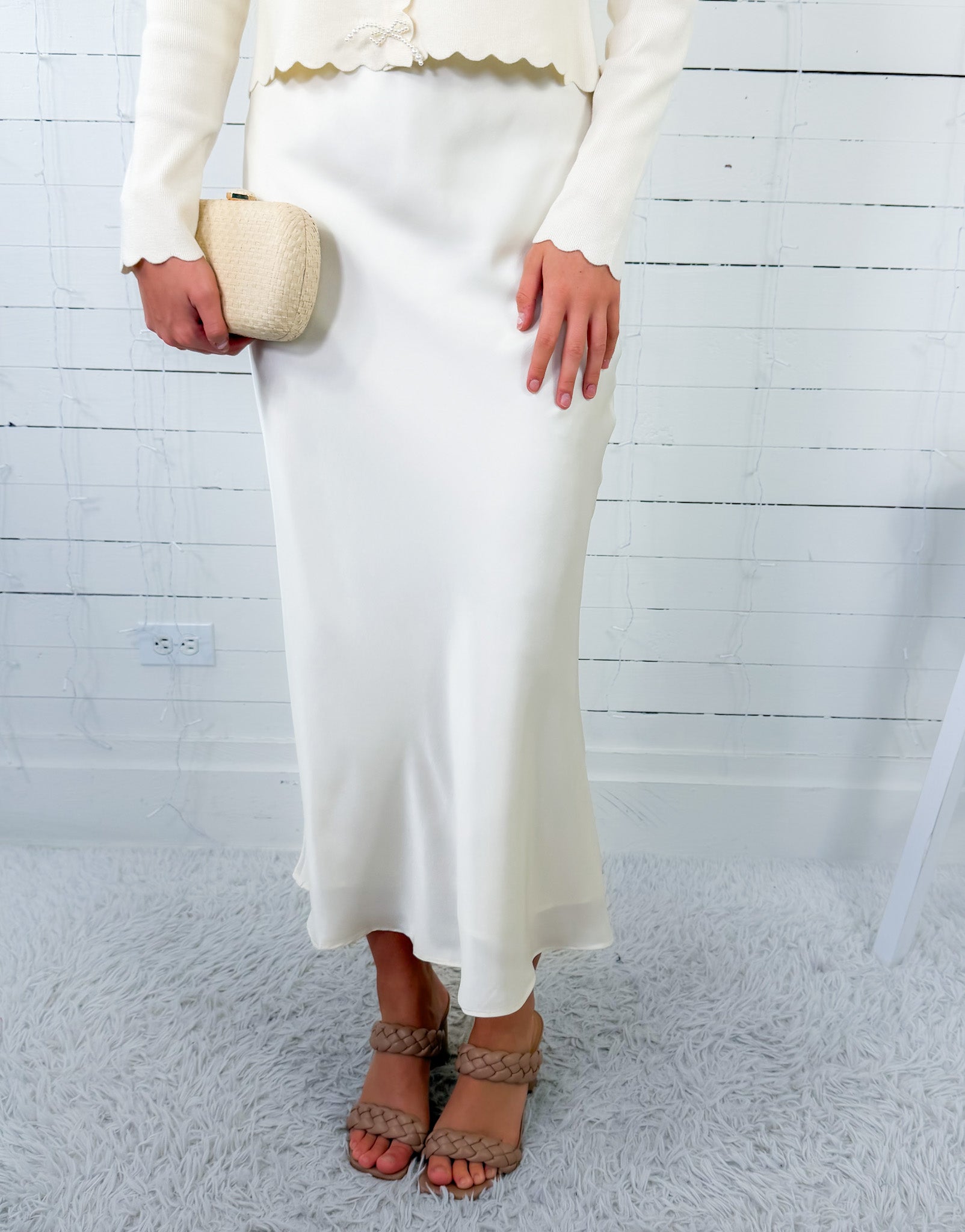 Fairley Cream Satin Slip Skirt TCEC