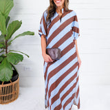 Faith Sky + Chocolate Bias Stripe Caftan Entro
