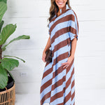 Faith Sky + Chocolate Bias Stripe Caftan Entro