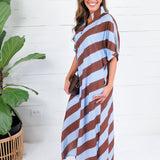 Faith Sky + Chocolate Bias Stripe Caftan Entro
