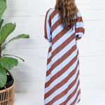 Faith Sky + Chocolate Bias Stripe Caftan Entro