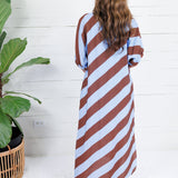 Faith Sky + Chocolate Bias Stripe Caftan Entro