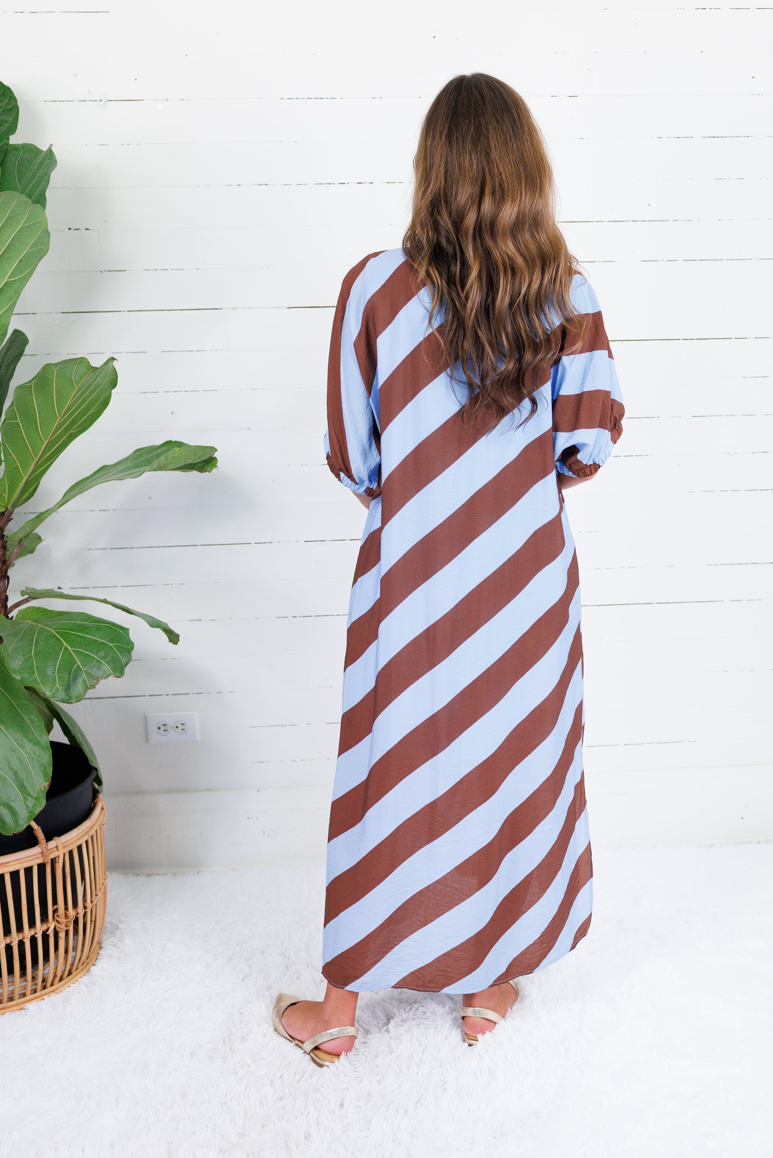 Faith Sky + Chocolate Bias Stripe Caftan Entro