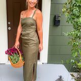 Fallon Olive Bead Detail Strap Maxi Dress Lucy Paris