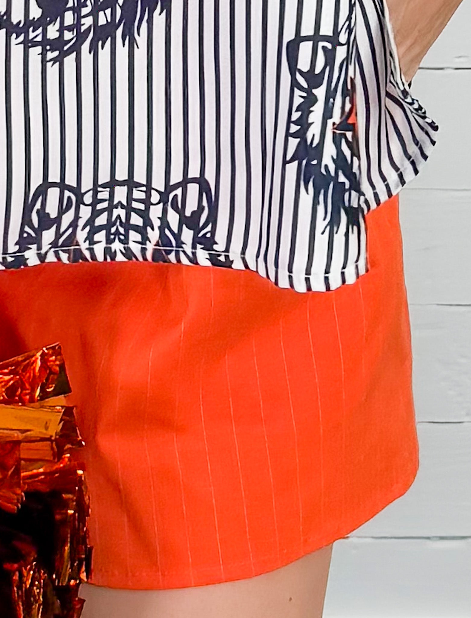 Faye Orange Pinstripe Shorts Adrienne
