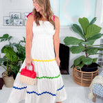 Faye White Poplin + Ric Rac Trim Maxi Dress