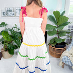 Faye White Poplin + Ric Rac Trim Maxi Dress