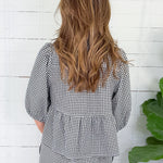 Ferlita Black + White Gingham Tie Top Velvet Heart