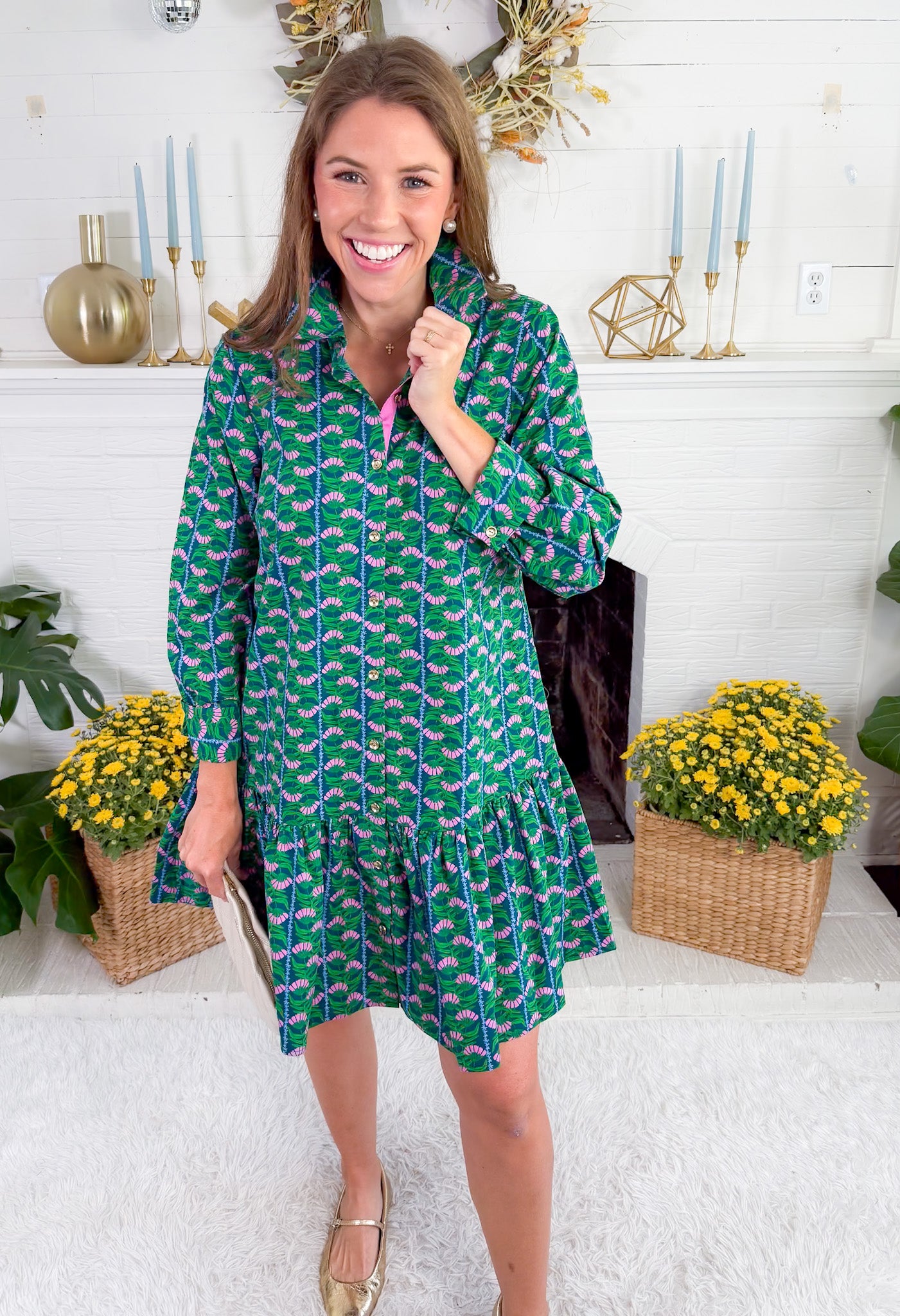 Fiona Green Honey Vines Dress Mary Square