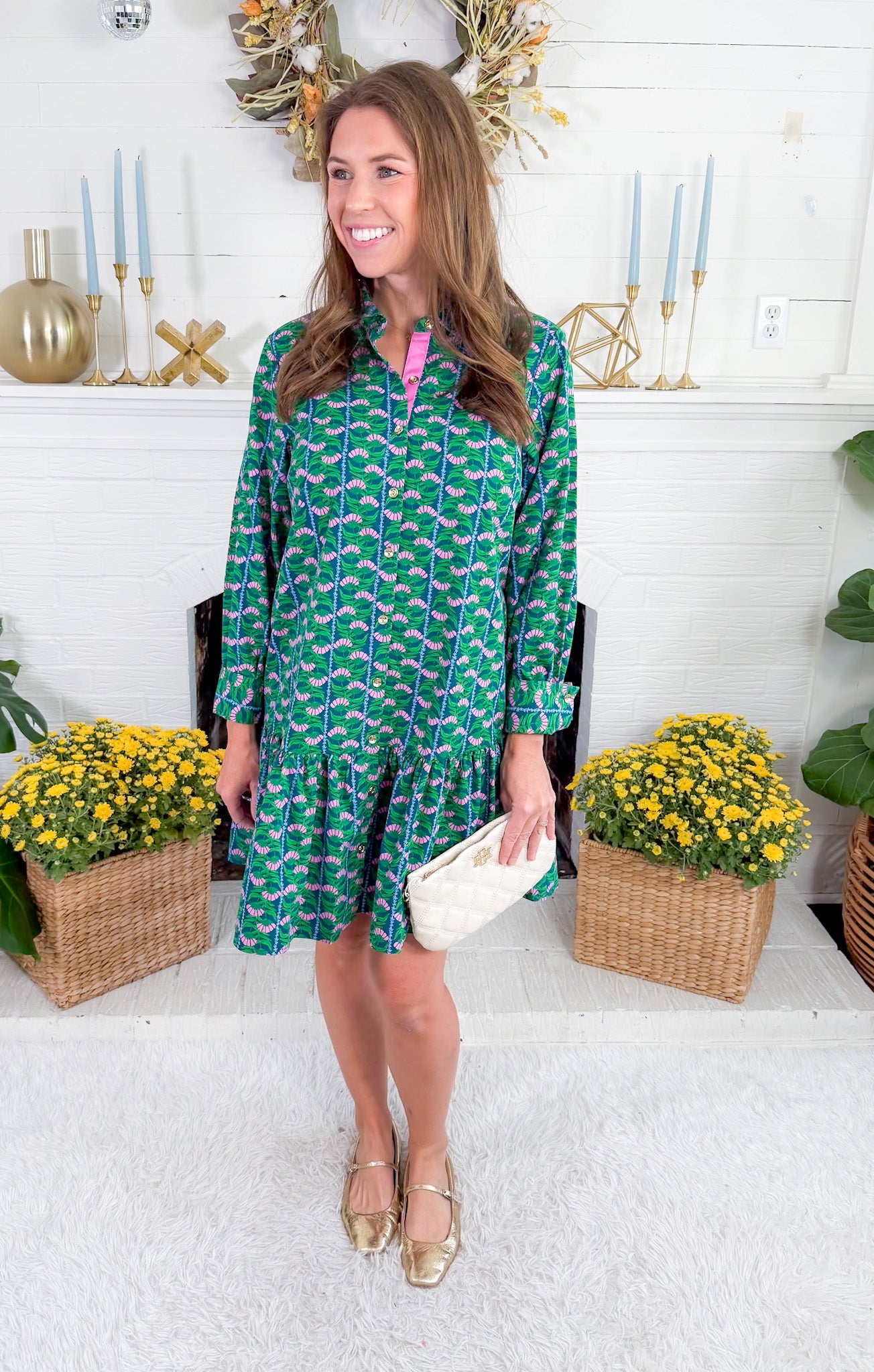 Fiona Green Honey Vines Dress Mary Square
